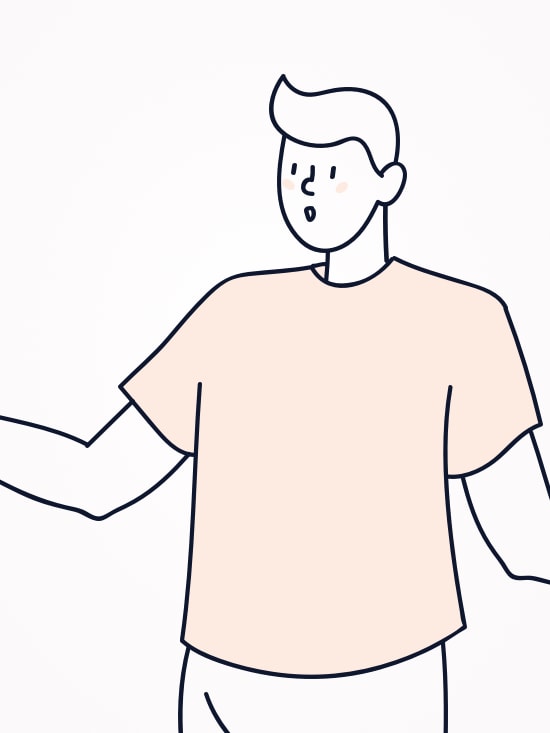 An illustration of another guy. He's making a gesture with his hands. Kind of like the Fonz.